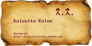 Kolovits Kolos névjegykártya